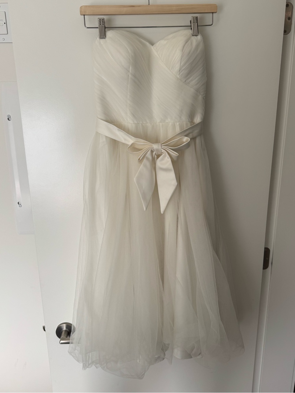 Alfred Angelo Ivory Strapless Sweetheart Tulle Cocktail Dress Bow Size XS/S